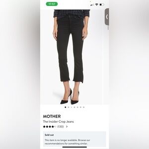 MOTHER Black Frayed Hem Crop Jeans